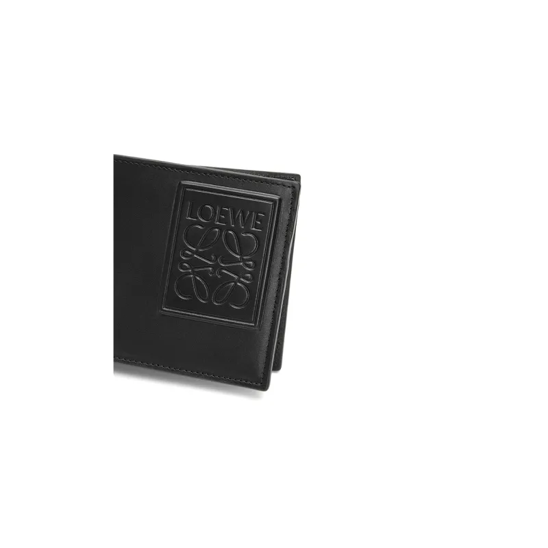 LOEWE Silk Calfskin Coin Purse Wallet Men's Black-4