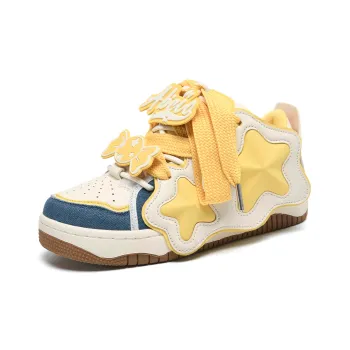 ABCIO Stars Collection Low Top Skateboard Shoes Women's White Yellow