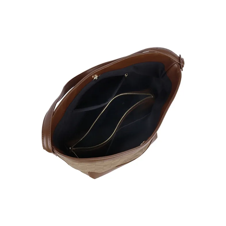 CHISIY Artificial Leather Bucket Bag, Shoulder Bag, Tote Bag, Tote, Shopping Bag, Handbag Large Size Women's Coffee-1