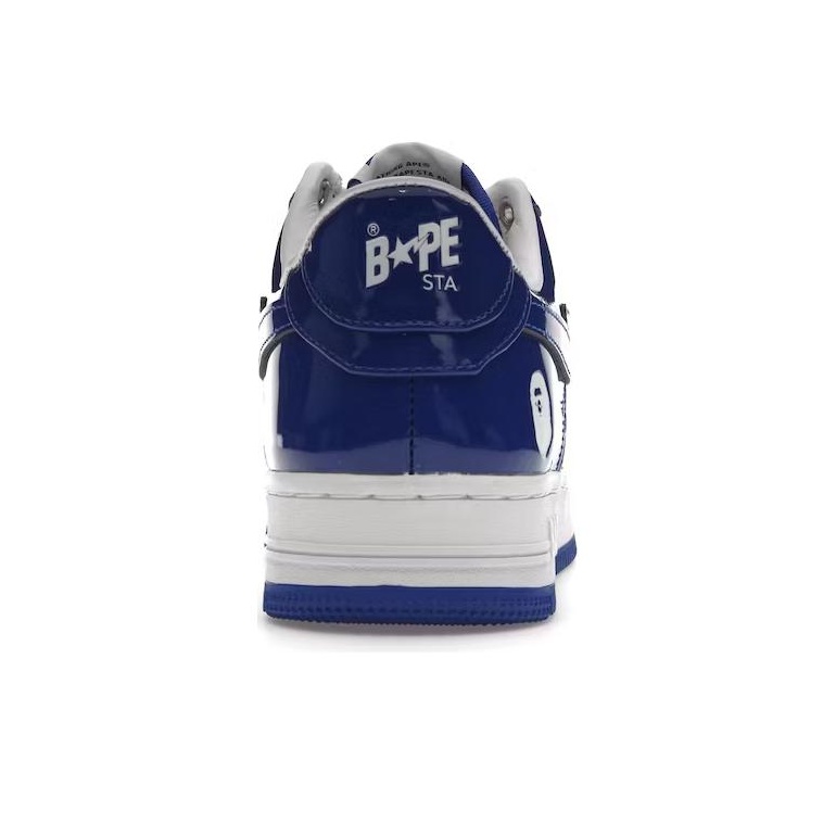 A BATHING APE Bape Sta Patent Leather White Blue 2023