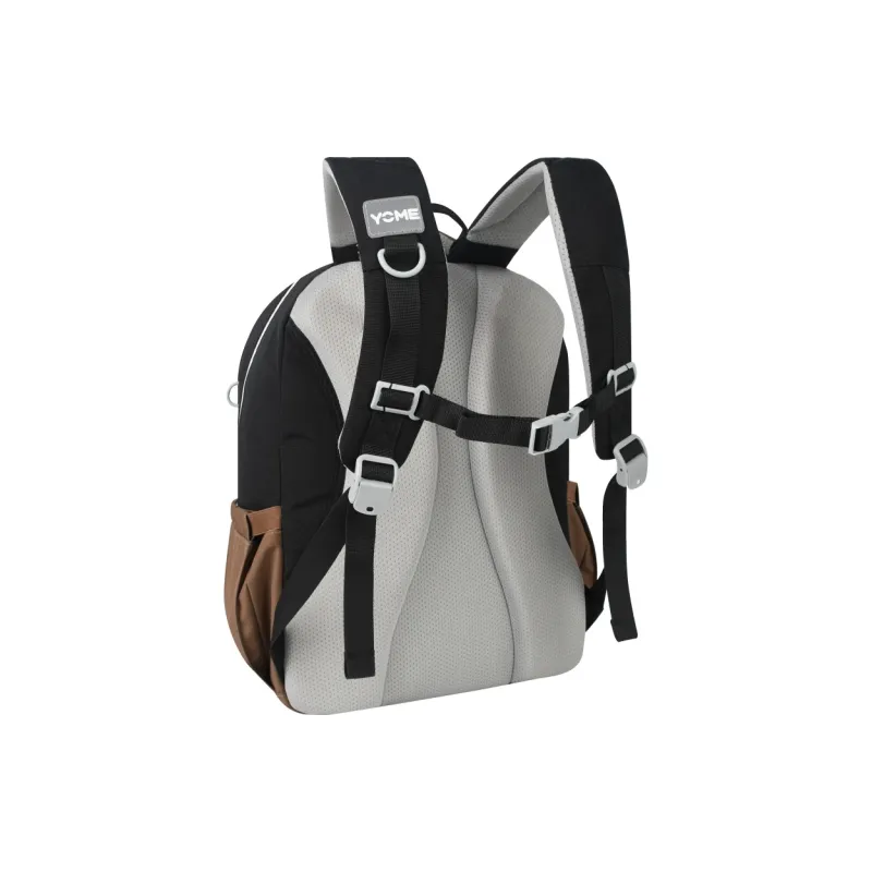 YOME Polyester Backpack Large Size Unisex _Nsec Obsidian Black/Khaki-3