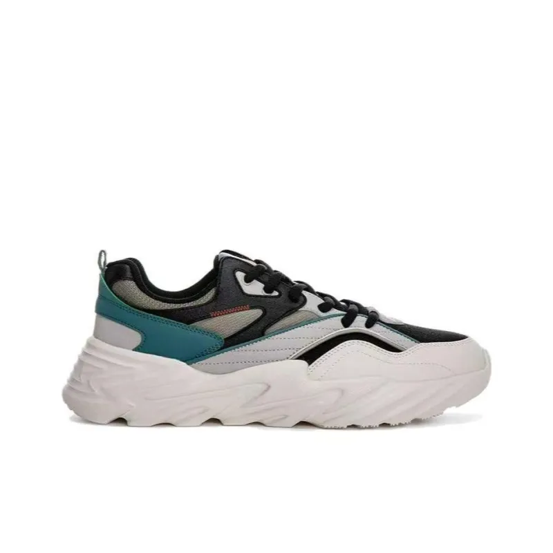 Erke Anti Slip Wear Resistant Low Top Running Shoes Men's White Gray Green-1