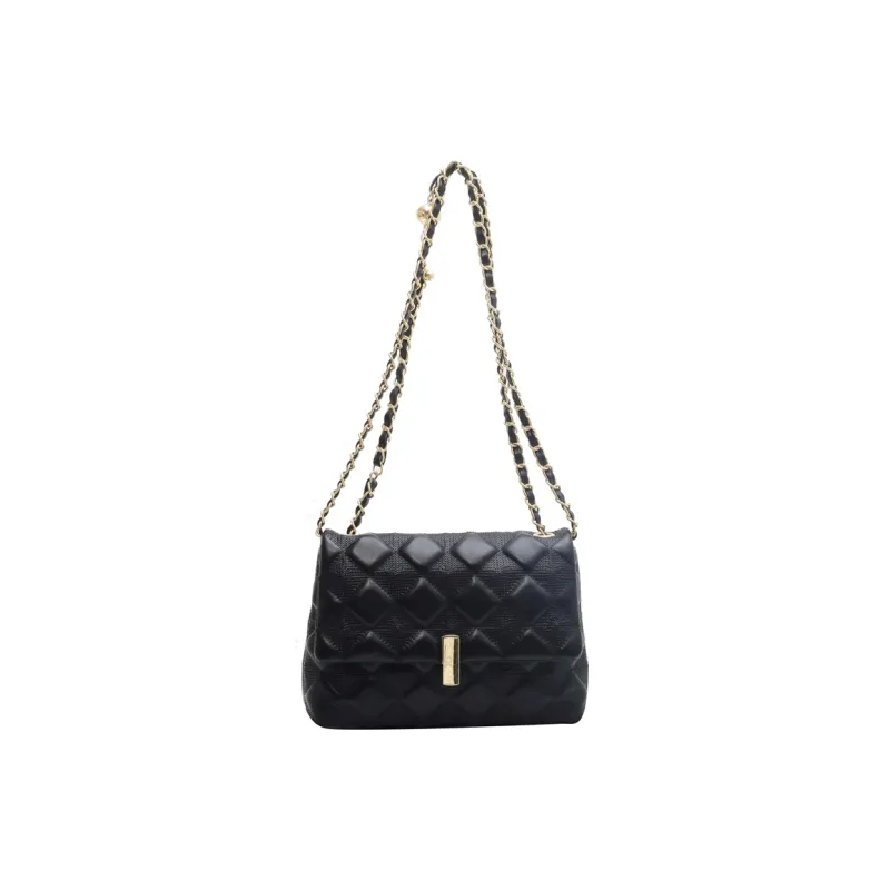 PINK·LAND PU Small Square Bag Shoulder Bag Women's Black/White-1