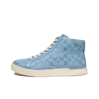 COACH Money Clip High Top Stylish Skateboarding Shoes Men's Light Blue
