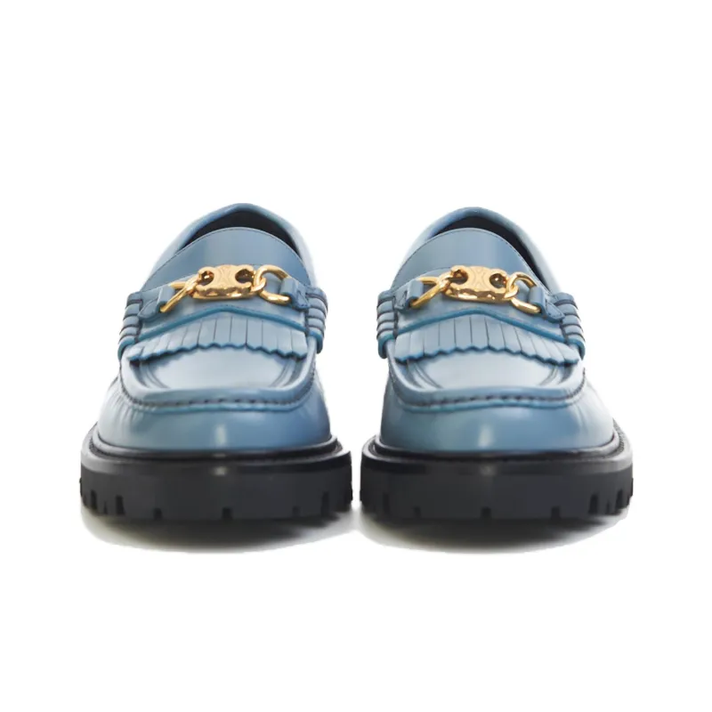 CELINE Triomphe Loafers Women's Blue-8