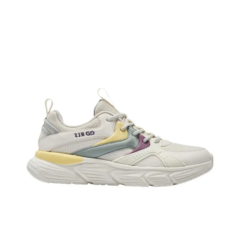 QIAODAN Anti Slip Wear Resistant Low Top Sports Casual Shoes Women's White Yellow Green-1