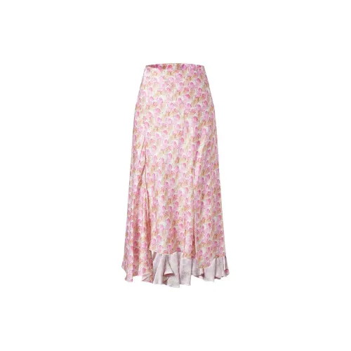 MOISSAC Casual Long Skirts Women's Floral Pink