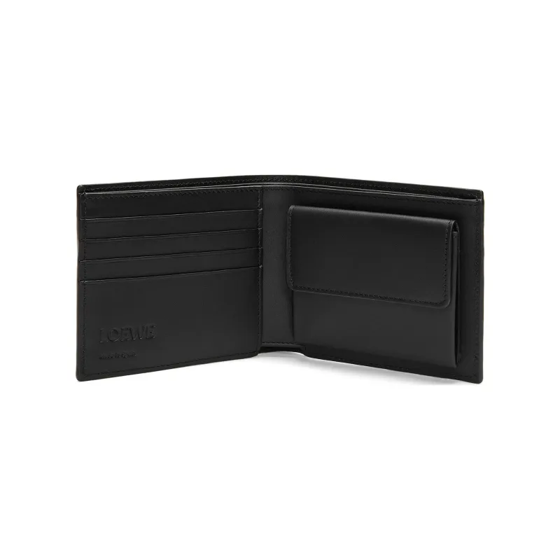 LOEWE Silk Calfskin Coin Purse Wallet Men's Black-3