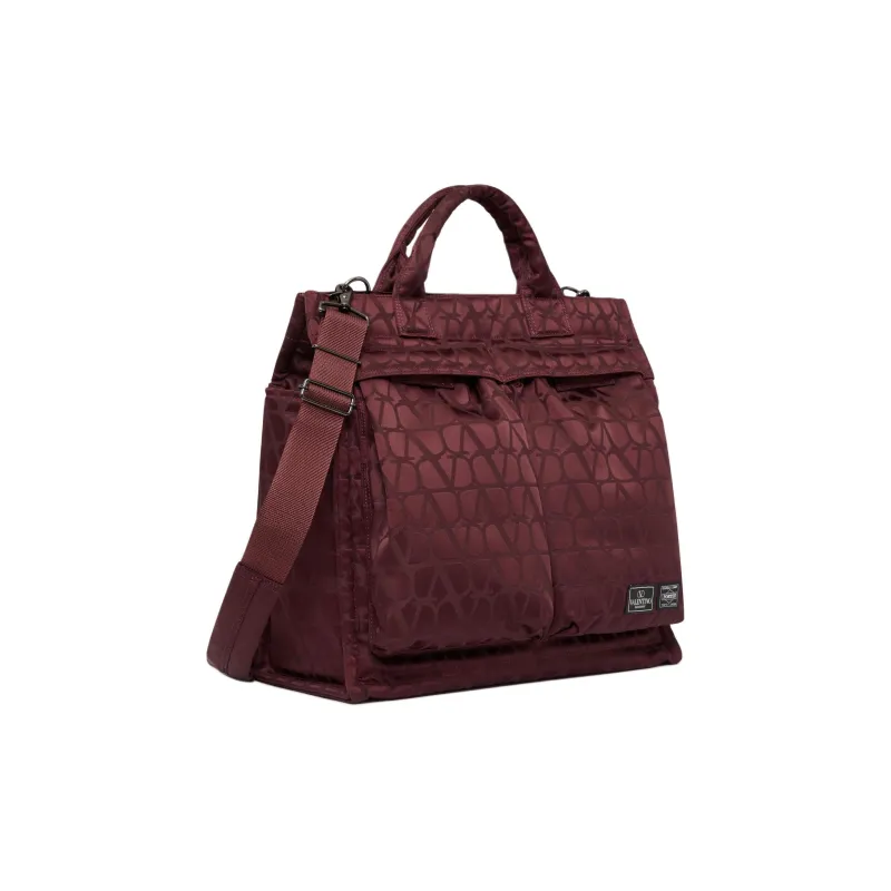 Valentino PORTER Collaboration Nylon Tote Bag Shopping Bag Shoulder Bag Crossbody Bag Handbag Men's Bordeaux Red-1
