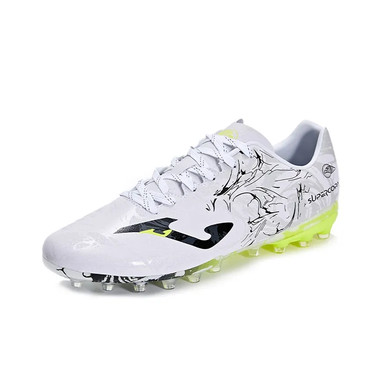Joma AG Rubber Short Studs Anti Slip Wear Resistant Soccer Shoes Men's White Black-2