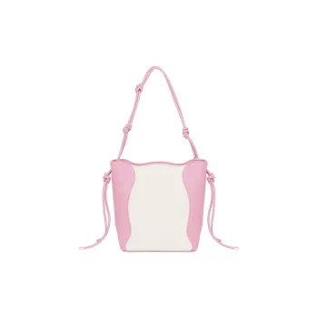 CHISIY Artificial Leather Tote Bag Water Bucket Bag Shoulder Bag Crossbody Bag Large Size Women's White & Pink