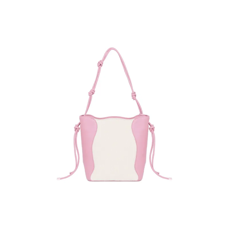 CHISIY Artificial Leather Tote Bag Water Bucket Bag Shoulder Bag Crossbody Bag Large Size Women's White & Pink-0