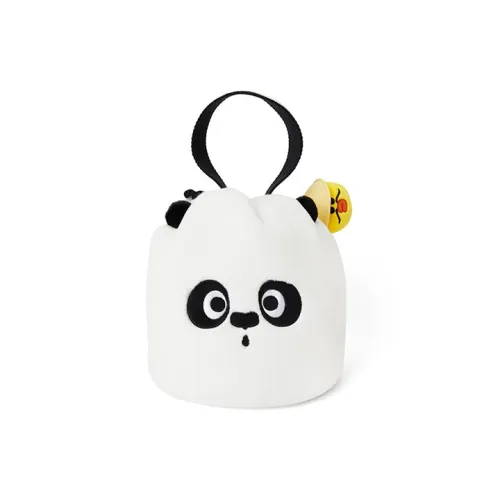 LINE FRIENDS Polyester Drawstring Bag Clutch Handheld Storage Bag Unisex Black & White