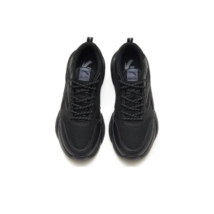Anta Life Collection Anti Slip Wear Resistant Breathable Impact Resistant Lightweight Mid Top Running Shoes Men's Black-2