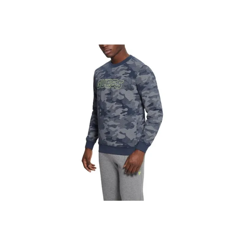 GUESS Eco Boniface Camouflage Logo Sweatshirt Sweater Men's Blue-2