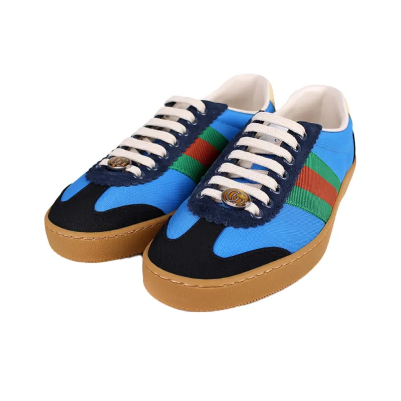 GUCCI G74 Web Low Top Skateboard Shoes Men's Bright Blue-2