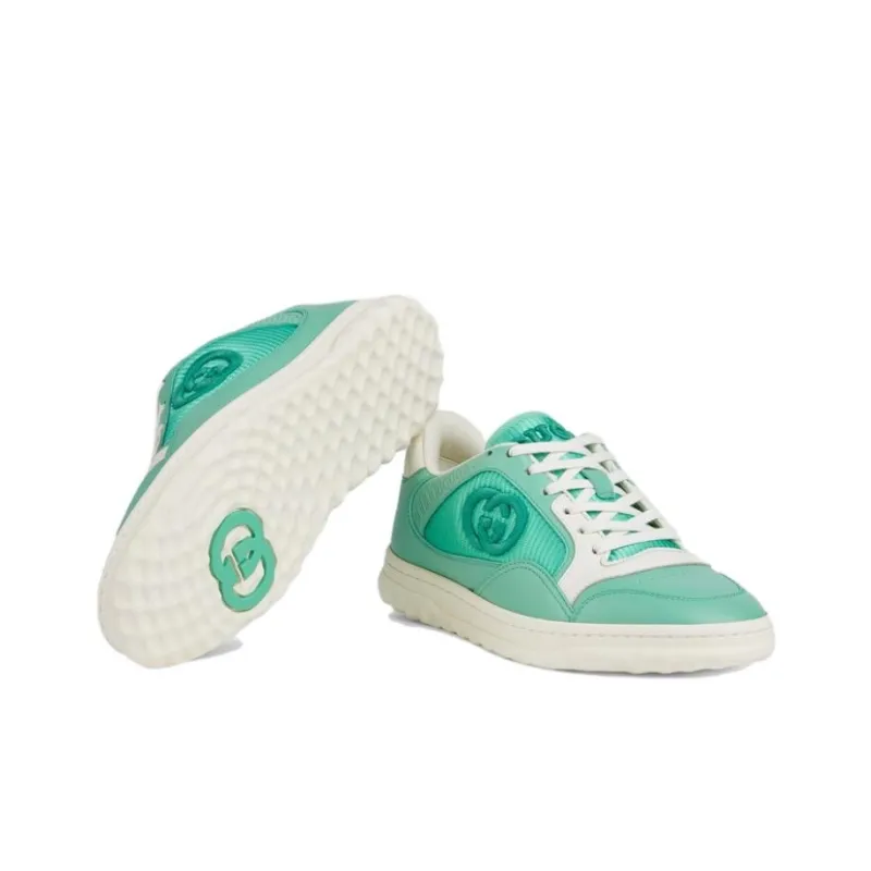 GUCCI Women's MAC80 Leather Sneaker Turquoise-4