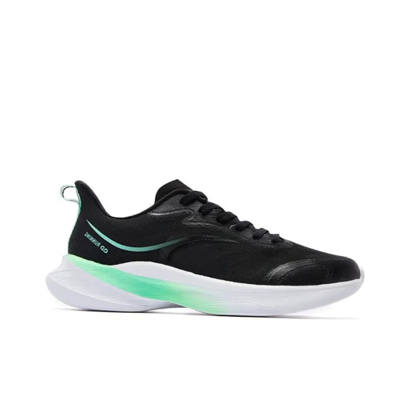 QIAODAN Slip Resistant, Abrasion Resistant, Lightweight Low Top Running Shoes Men's Black Green-1