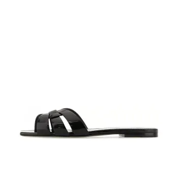 SAINT LAURENT Tribute Leather Flat Sandals