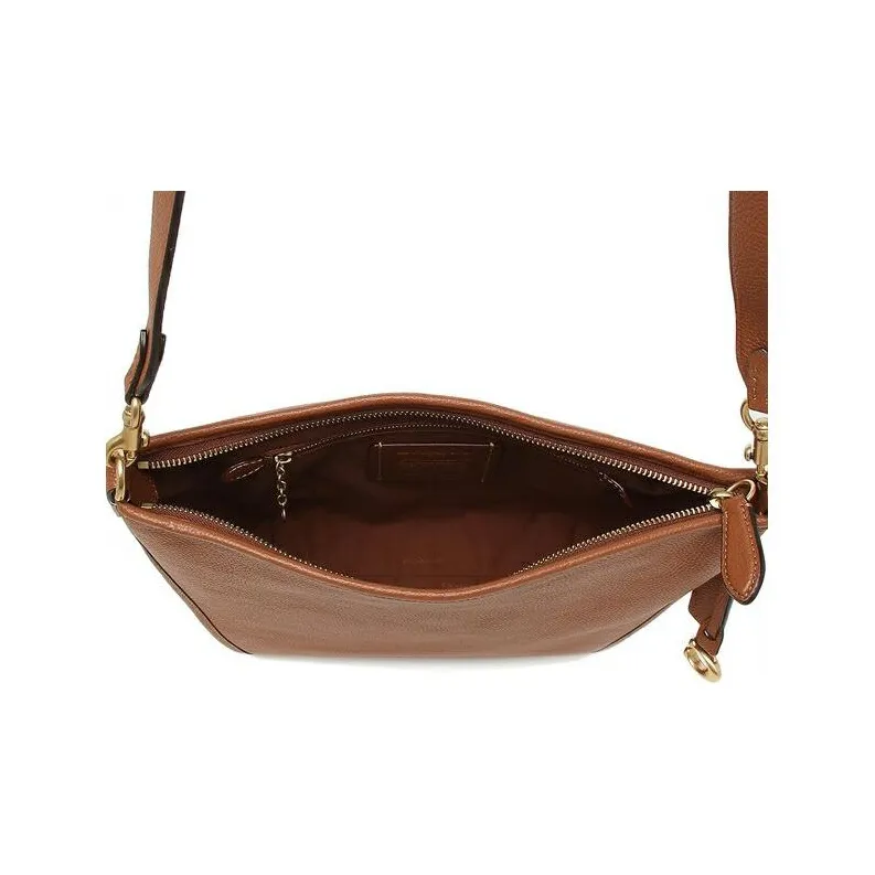 COACH Dufflette Polished Pebbled Leather Shoulder Bag Crossbody Bag Small Size Women's Brown-5