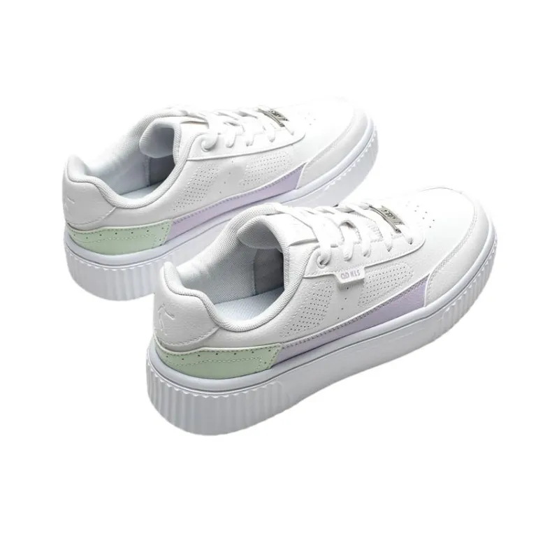 QIAODAN Slip Resistant Cushioning Abrasion Resistant Low Top Skateboard Shoes Women's White Purple-3