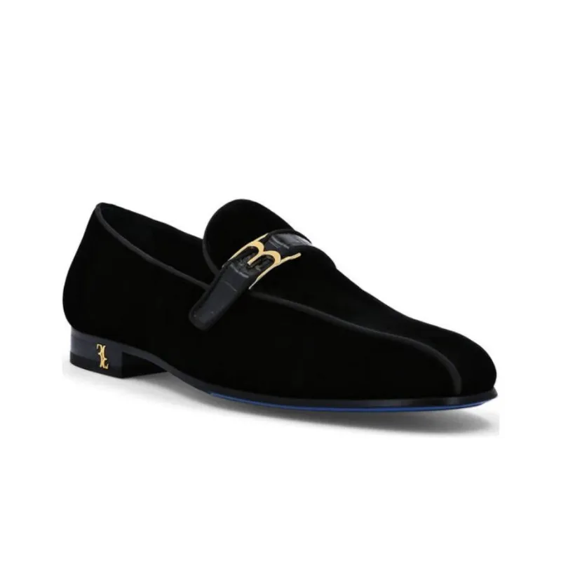 Billionaire Logo-plaque Velvet Loafers-2