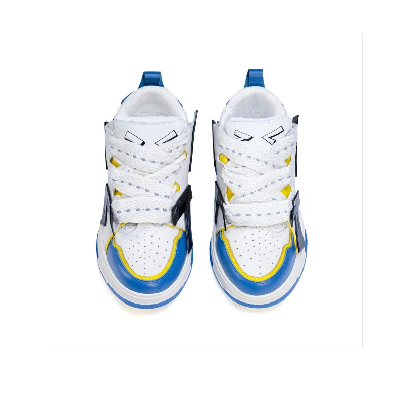 Same Way Eye Catching Bag Cushioning Height Increasing Slip Resistant Low Top Skateboard Shoes Unisex Klein Blue-3