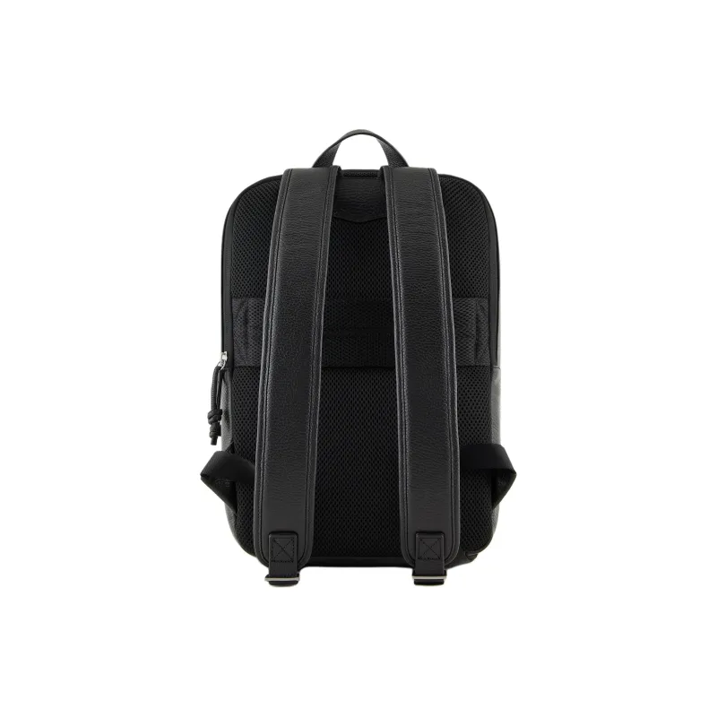 EMPORIO ARMANI Brushed Cow Leather Backpack Men's Black-2