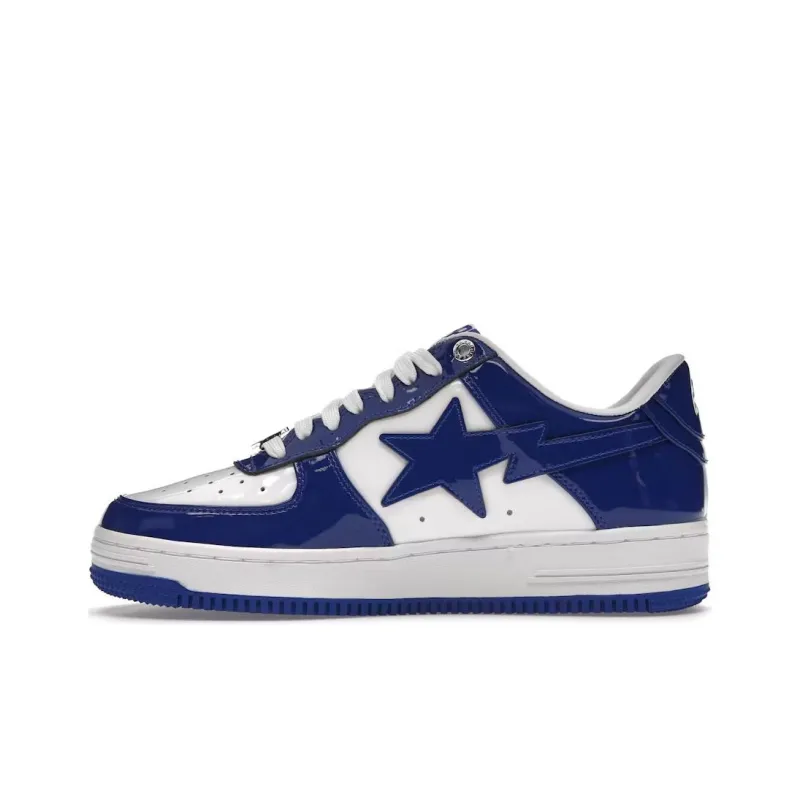 A BATHING APE Bape Sta Patent Leather White Blue 2023-0