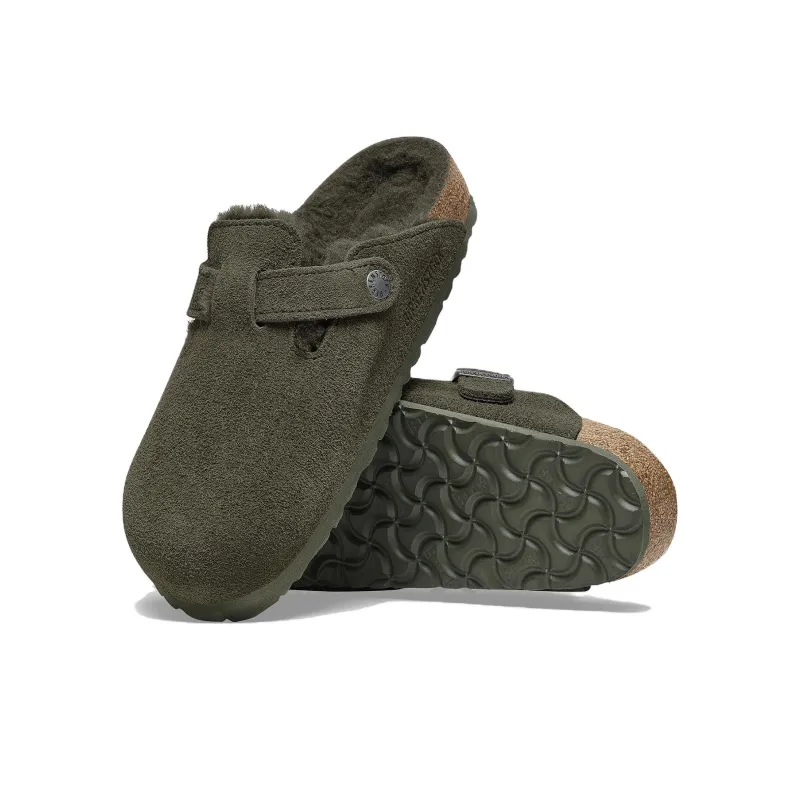 Birkenstock Boston Shearling Suede Leather Narrow Fit 'Thyme'-4