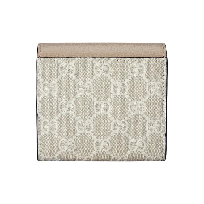 GUCCI GG Marmont Supreme Canvas With Leather Wallet Medium Size Women's Beige & White-3