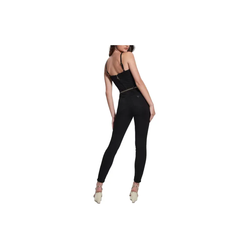 GUESS G-Belt Denim Jumpsuit Jumpsuit Women's Black-1