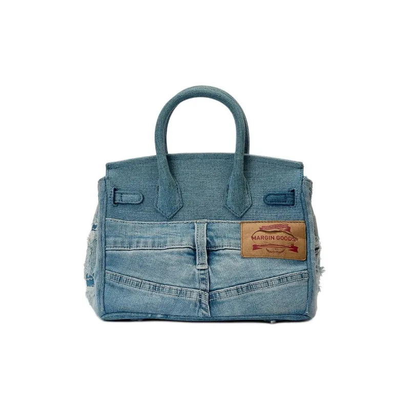 Margin Goods Denim Kelly Bag One Shoulder Handbags Small Size Women's Blue-2