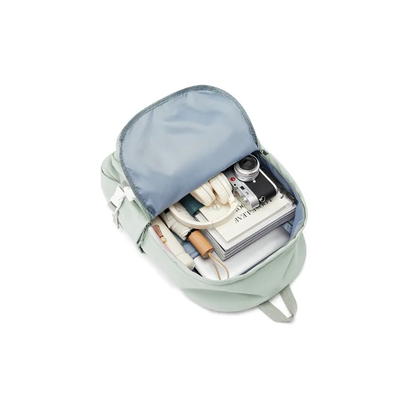 RIOREX Fabric Backpack Regular Unisex Black/White/Dark Blue/Milk Blue/Pink Purple/Light Green-17