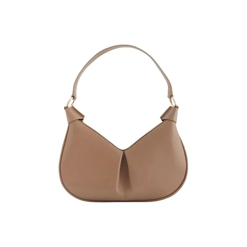 QULU Sheepskin Pea Bag, Crescent Bag, Shoulder Bag, Crossbody Handbag Medium Size Women's Milk Coffee-9