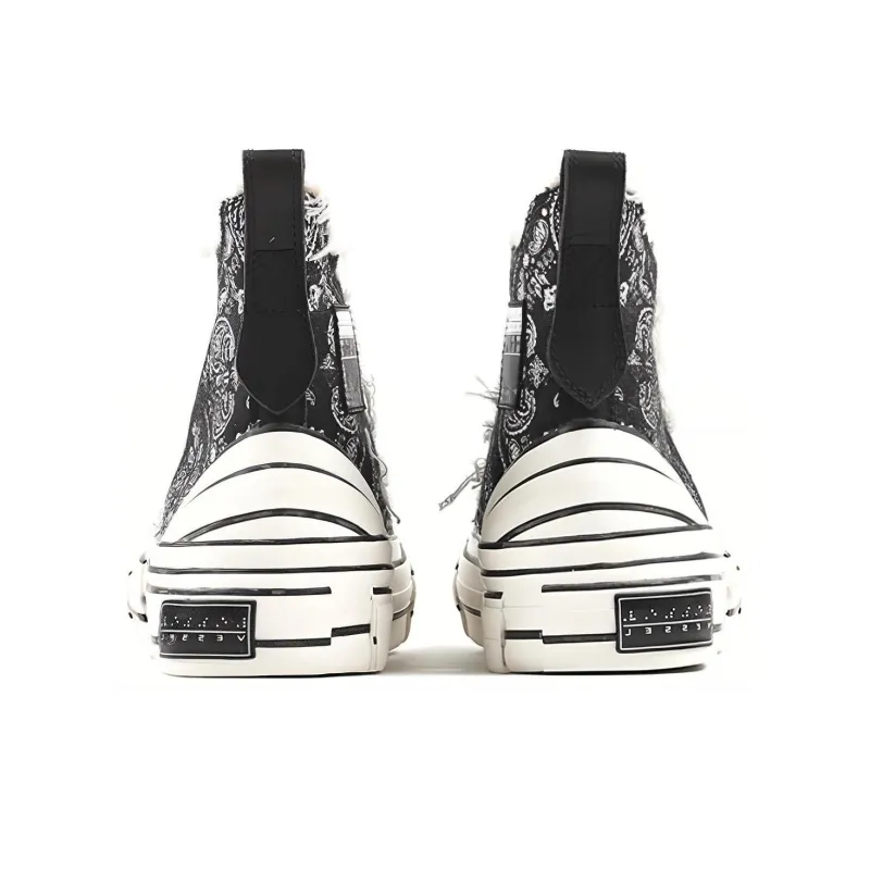 VESSEL Durable Breathable High Top Skateboard Shoes Unisex Black White-3