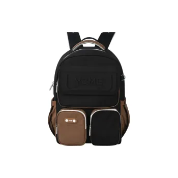 YOME Polyester Backpack Large Size Unisex _Nsec Obsidian Black/Khaki