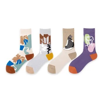 Flowers In Water Mid-Calf Socks Men's 4 Pack