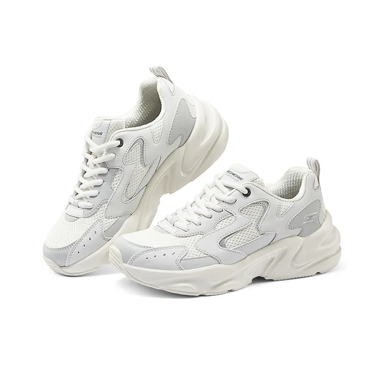 Skechers BOBS BAMINA 2 Cushioned Wear Resistant Breathable Low Top Chunky Sneakers Women's Light Gray-3