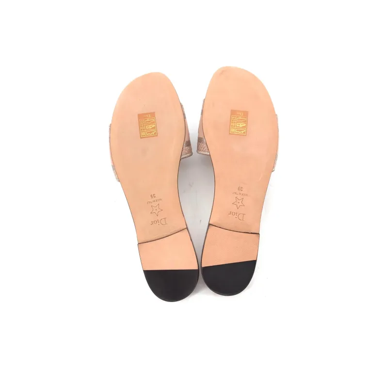 DIOR Dway Rubber Sole Abrasion Resistant Slide Slippers Women's Beige-4