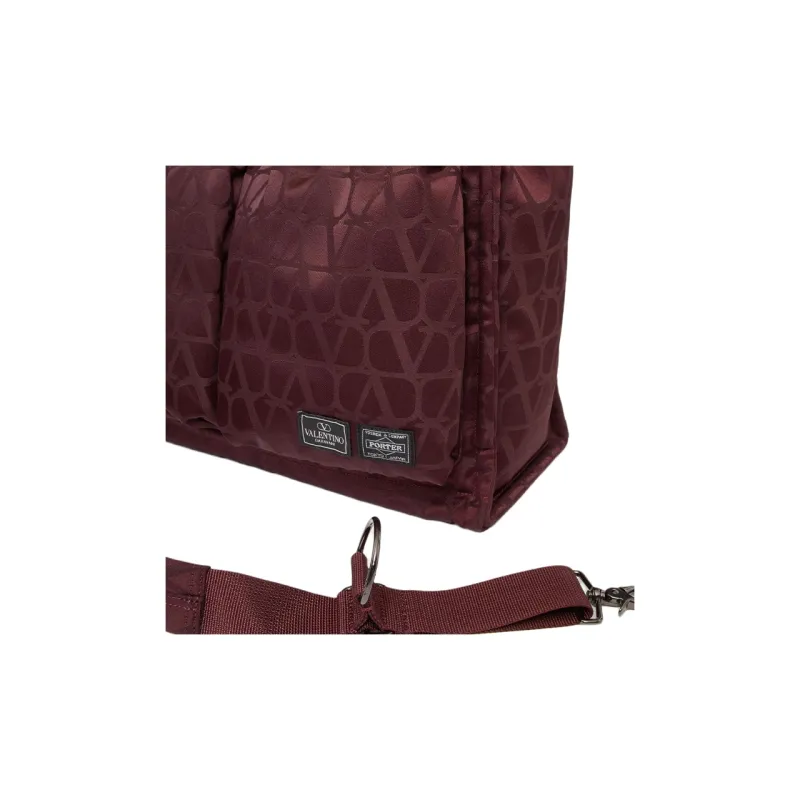 Valentino PORTER Collaboration Nylon Tote Bag Shopping Bag Shoulder Bag Crossbody Bag Handbag Men's Bordeaux Red-5