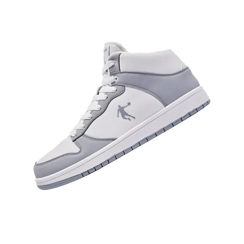 QIAODAN High Top Skateboard Shoes Men's White Gray-2