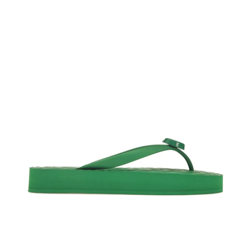 GUCCI Chevron Thong Sandal Green Rubber Women's-1