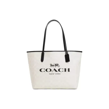 COACH City Canvas Tote Bag, Shopping Bag, Handbag Women's Chalk & Multicolor