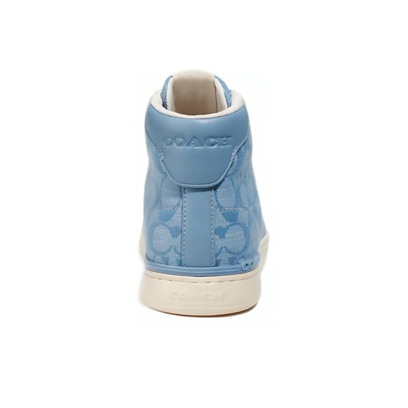 COACH Money Clip High Top Stylish Skateboarding Shoes Men's Light Blue-4