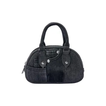 Margin Goods Denim Bowling Bag Handbag Small Size Women's Black