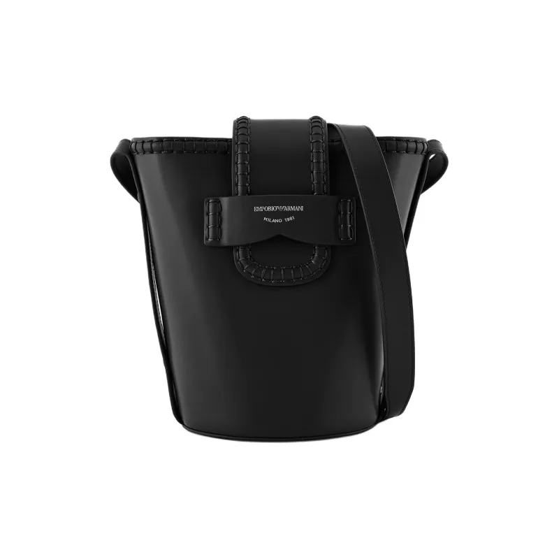 EMPORIO ARMANI Polyurethane Bucket Bag, Shoulder Bag, Crossbody Bag Women's Black-0