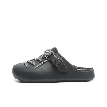 Jifffly Quiet Slide Slippers Unisex Black Fleece Lined