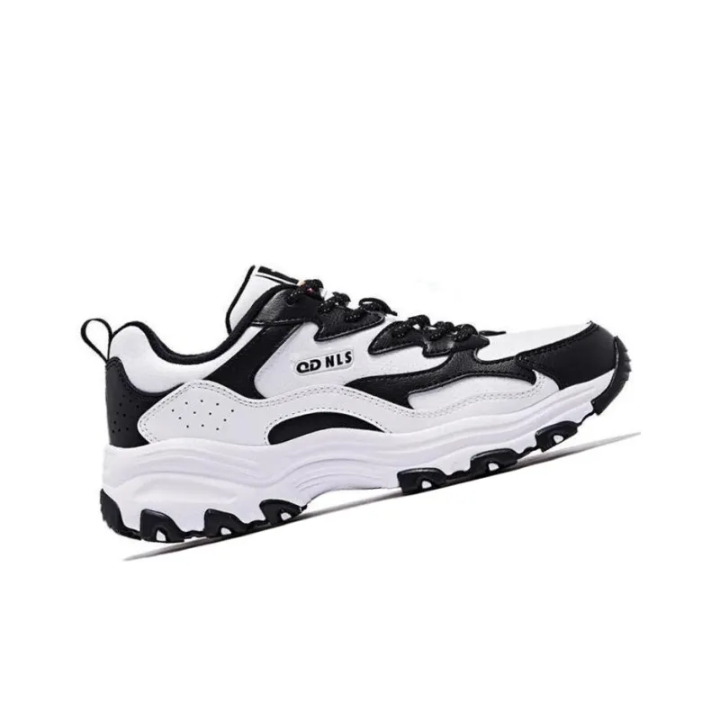 QIAODAN Slip Resistant Height Increasing Low Top Chunky Sneakers Women's Black White-1