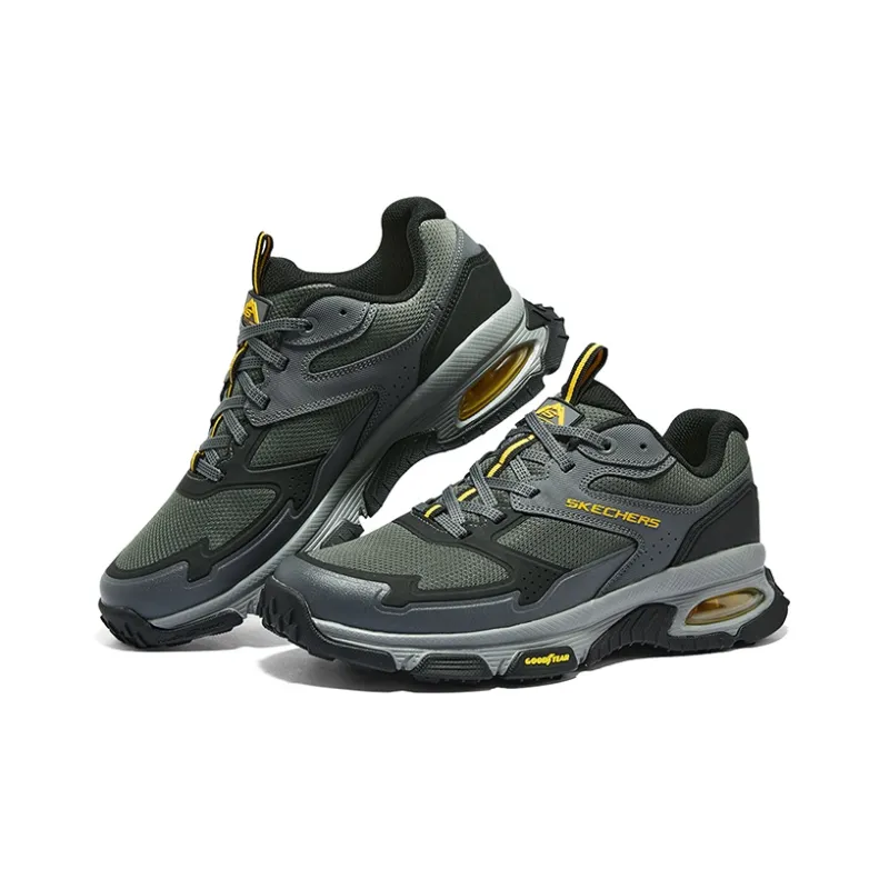 Skechers Cushioned Slip Resistant Lightweight Low Top Casual Shoes Men's Black Green-3
